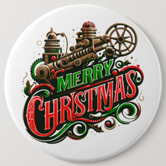 メリークリスマススチームパンク 缶バッジ (正面)