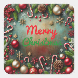 メリークリスマスステッカー スクエアシール