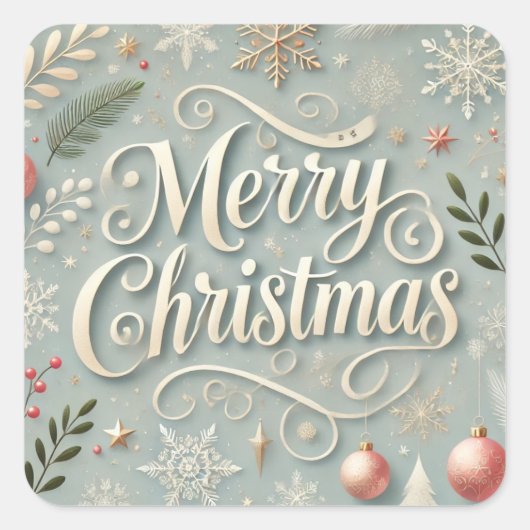 メリークリスマスステッカー スクエアシール (正面)