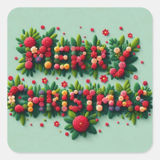 メリークリスマスステッカー スクエアシール (正面)