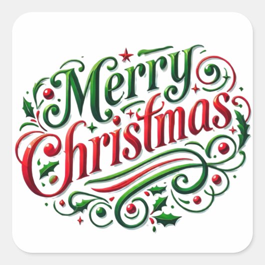 メリークリスマスステッカー スクエアシール (正面)