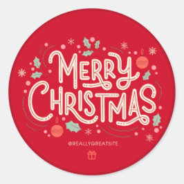 メリークリスマスステッカー – フェスティバルホリデーデザイン ラウンドシール