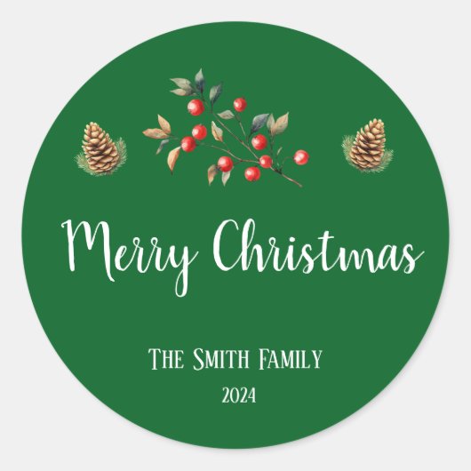 メリークリスマスステッカー ラウンドシール (正面)