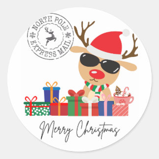 メリークリスマスステッカー ラウンドシール
