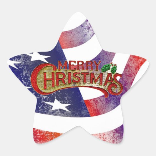 メリークリスマスステッカー 星シール (正面)