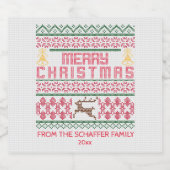 メリークリスマスステッチスタイル ビールラベル (シングルラベル)