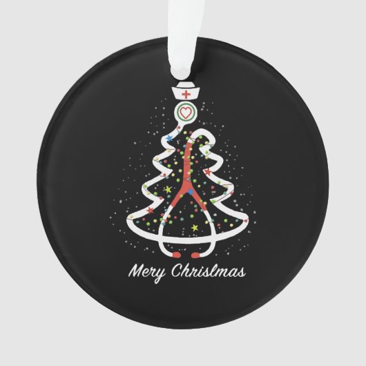メリークリスマスステトスコープのパインノエルナース オーナメント (正面)