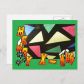 メリークリスマスステンドグラス絵柄&星はがき シーズンポストカード (正面/裏面)