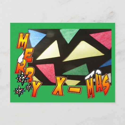 メリークリスマスステンドグラス絵柄&星はがき シーズンポストカード (正面)