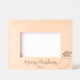 メリークリスマスストッキングと年 レーザー彫刻フレーム