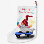 メリークリスマスストッキングスケーター格言とギフト スモールクリスマスストッキング (裏面)