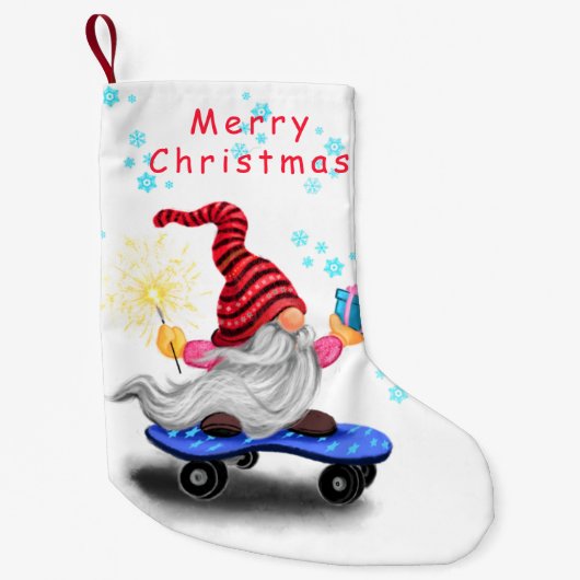 メリークリスマスストッキングスケーター格言とギフト スモールクリスマスストッキング (正面)
