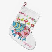 メリークリスマスストッキングピンクピグ ラージクリスマスストッキング (正面 (吊り時))