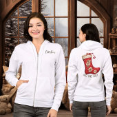 メリークリスマスストッキングフルジップフード付きスウェットシャツ パーカ