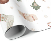 メリークリスマスストッキングプレゼントホリデーギフト ラッピングペーパー (ロールコーナー)