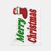 メリークリスマスストッキングレッドグリーンタイポグラフィ フリースブランケット (正面)