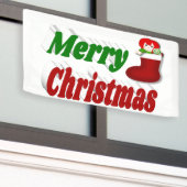 メリークリスマスストッキングレッドグリーンタイポグラフィ 横断幕 (ビルの外側)
