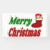 メリークリスマスストッキングレッドグリーンタイポグラフィ 横断幕 (横)