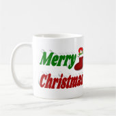 メリークリスマスストッキングレッドグリーンハーフタイポグラフィ コーヒーマグカップ (左)