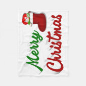 メリークリスマスストッキング赤い緑のスクリプト フリースブランケット (正面)