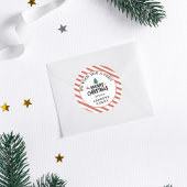 メリークリスマスストライプの鹿の木の星 ラウンドシール