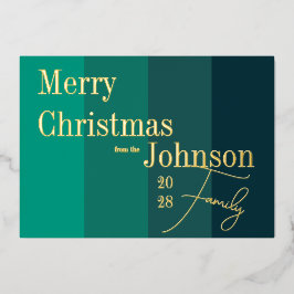 メリークリスマスストライプグリーン実在金ゴールド 箔シーズンカード