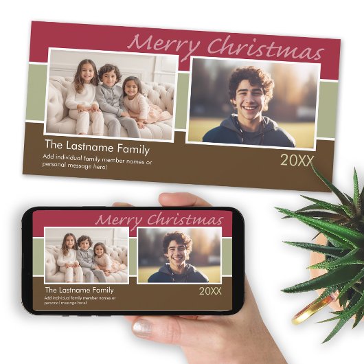 メリークリスマスストライプシャーベット写真 – 2枚 シーズンカード