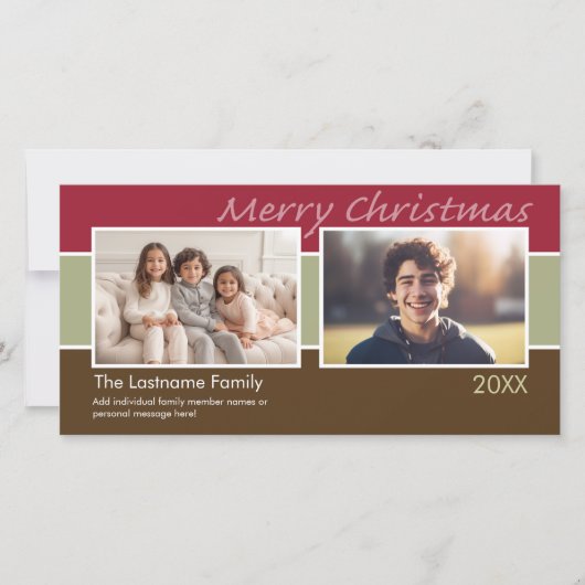 メリークリスマスストライプシャーベット写真 – 2枚 シーズンカード (正面)