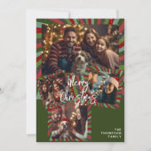 メリークリスマスストライプヴィンテージカスタムフォトカード シーズンカード (正面)