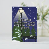 メリークリスマスストリートライト、ロマンチックなメッセージ サンキューカード (スタンド正面)