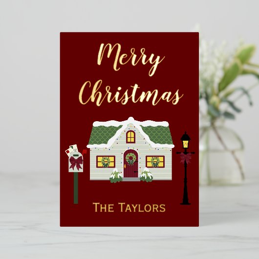 メリークリスマススノーイホーム 箔シーズンカード (立ち正面)