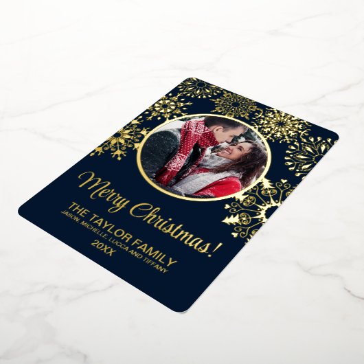 メリークリスマススノーインサート写真家族のフレーム 箔シーズンカード (回転した状態)