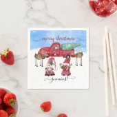 メリークリスマススノーウィング格言レッドトラックツリーファーム スタンダードカクテルナプキン (インサイチュ)