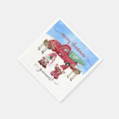 メリークリスマススノーウィング格言レッドトラックツリーファーム スタンダードカクテルナプキン (角)