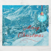 メリークリスマススノーウィーウィンタービレッジホリデー スパークリングワインラベル (シングルラベル)