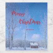 メリークリスマススノーウィーウィンタービレッジホリデー ワインラベル (シングルラベル)