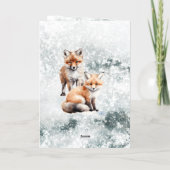 メリークリスマススノーウィーウィンターレッドキツネカッブス金ゴールド 箔シーズンカード (裏面)