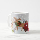 メリークリスマススノーウッドランドパーソナライズされた動物 コーヒーマグカップ (正面左)