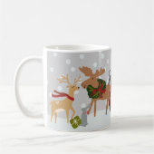 メリークリスマススノーウッドランドパーソナライズされた動物 コーヒーマグカップ (左)