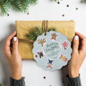 メリークリスマススノーエンジェルウッドランド動物写真 オーナメントカード