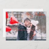 メリークリスマススノーオーバーレイ写真テンプレートカスタム シーズンカード (正面/裏面)