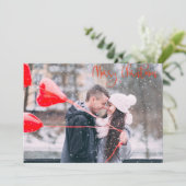 メリークリスマススノーオーバーレイ写真テンプレートカスタム シーズンカード (スタンド正面)