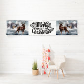 メリークリスマススノーキャビンの森のスタッグウォーター色 横断幕 (インサイチュ)