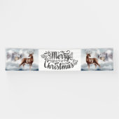 メリークリスマススノーキャビンの森のスタッグウォーター色 横断幕 (横)