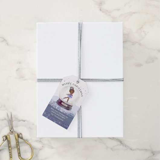 メリークリスマススノーグローブウォーターカラーバレリーナ ギフトタグ (より糸付き)