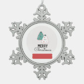 メリークリスマススノーグローブクッキー スノーフレークピューターオーナメント (正面)