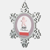 メリークリスマススノーグローブジンジャーブレッドクッキー スノーフレークピューターオーナメント (右)