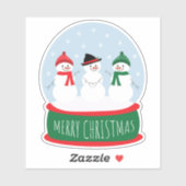 メリークリスマススノーグローブ雪だるま シール (シート)