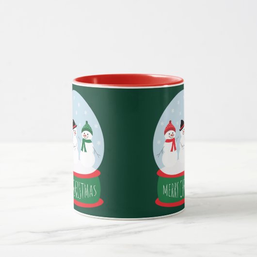 メリークリスマススノーグローブ雪だるま マグカップ (中央)