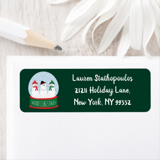 メリークリスマススノーグローブ雪だるま ラベル (インサイチュ)